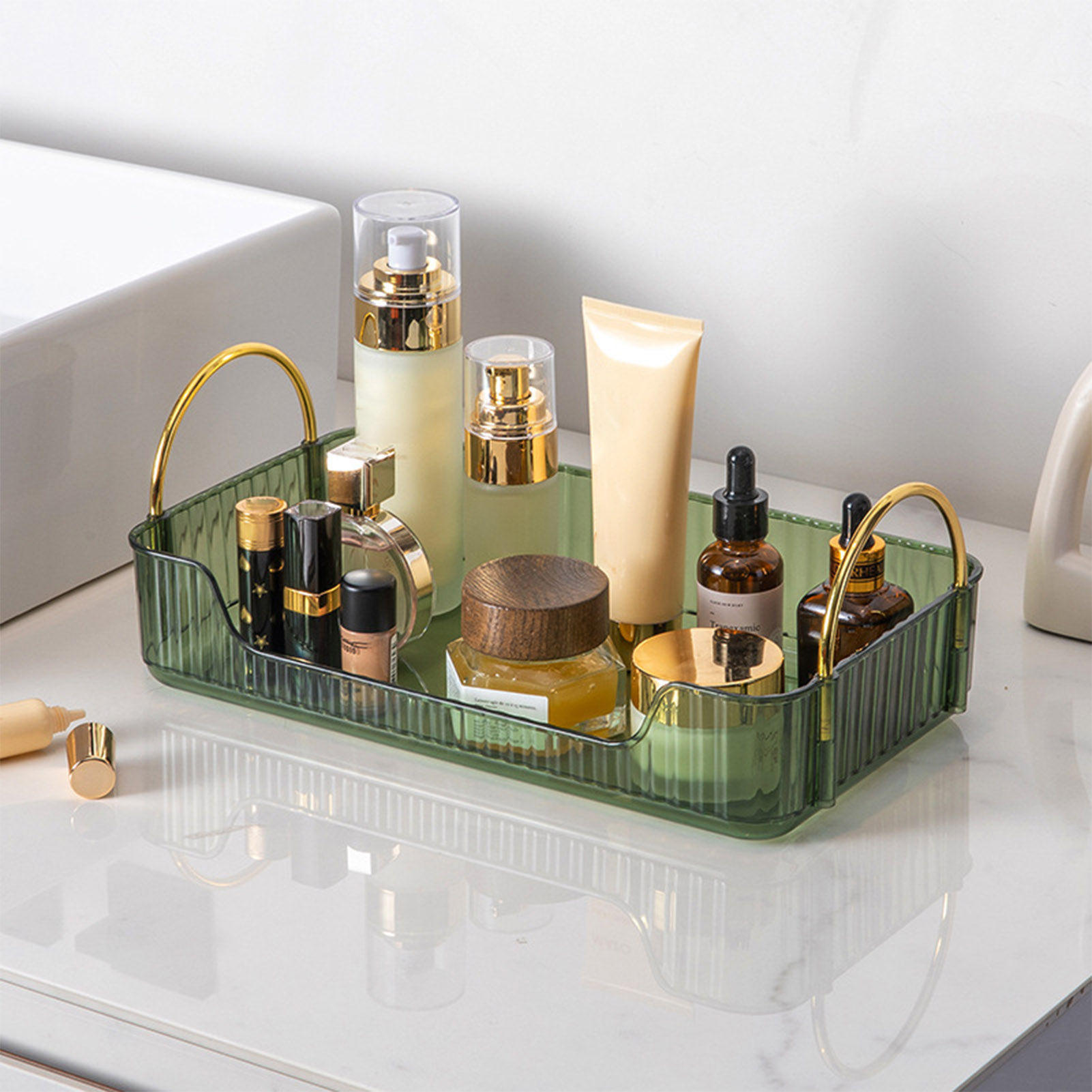 Luxury Skincare Products - منظم حمام فاخر من الأكريليك لتخزين