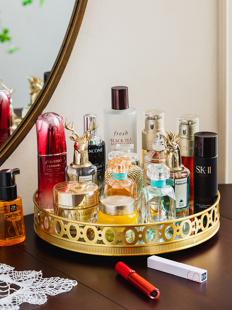 Luxury High End Skincare - صينية تخزين دوارة فاخرة من النحاس