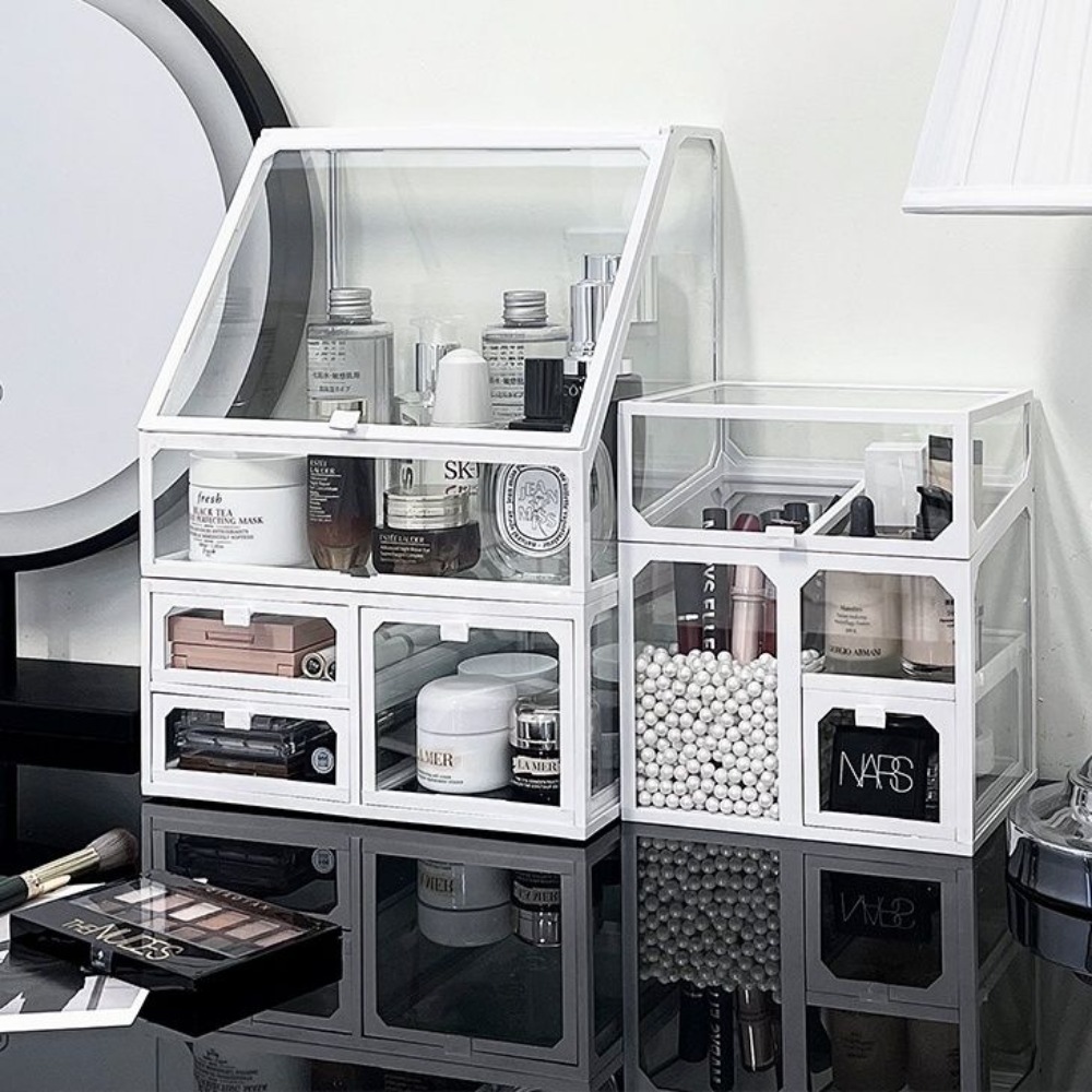 Luxury High End Skincare - صندوق تخزين مستحضرات التجميل الزجاجية ،