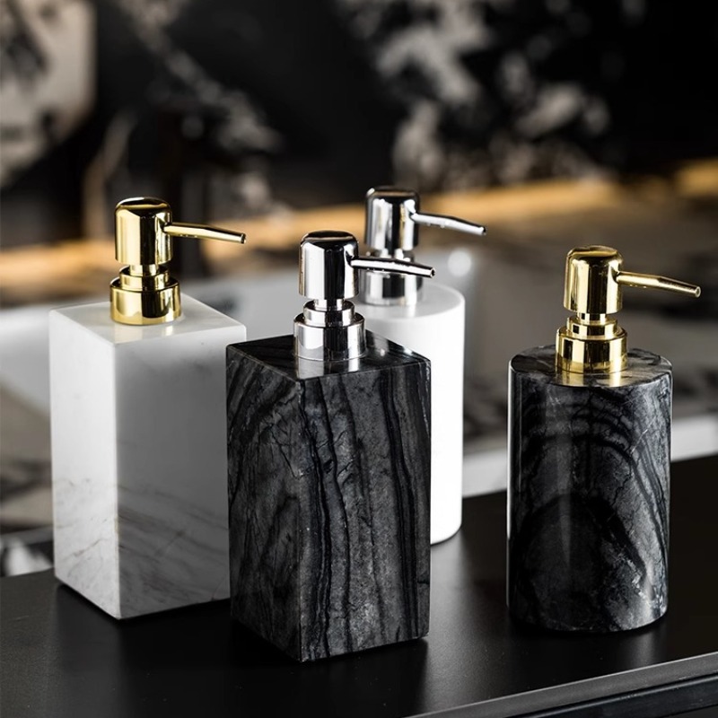 Luxury Skincare Jars - زجاجة توزيع صابون من الرخام الطبيعي،